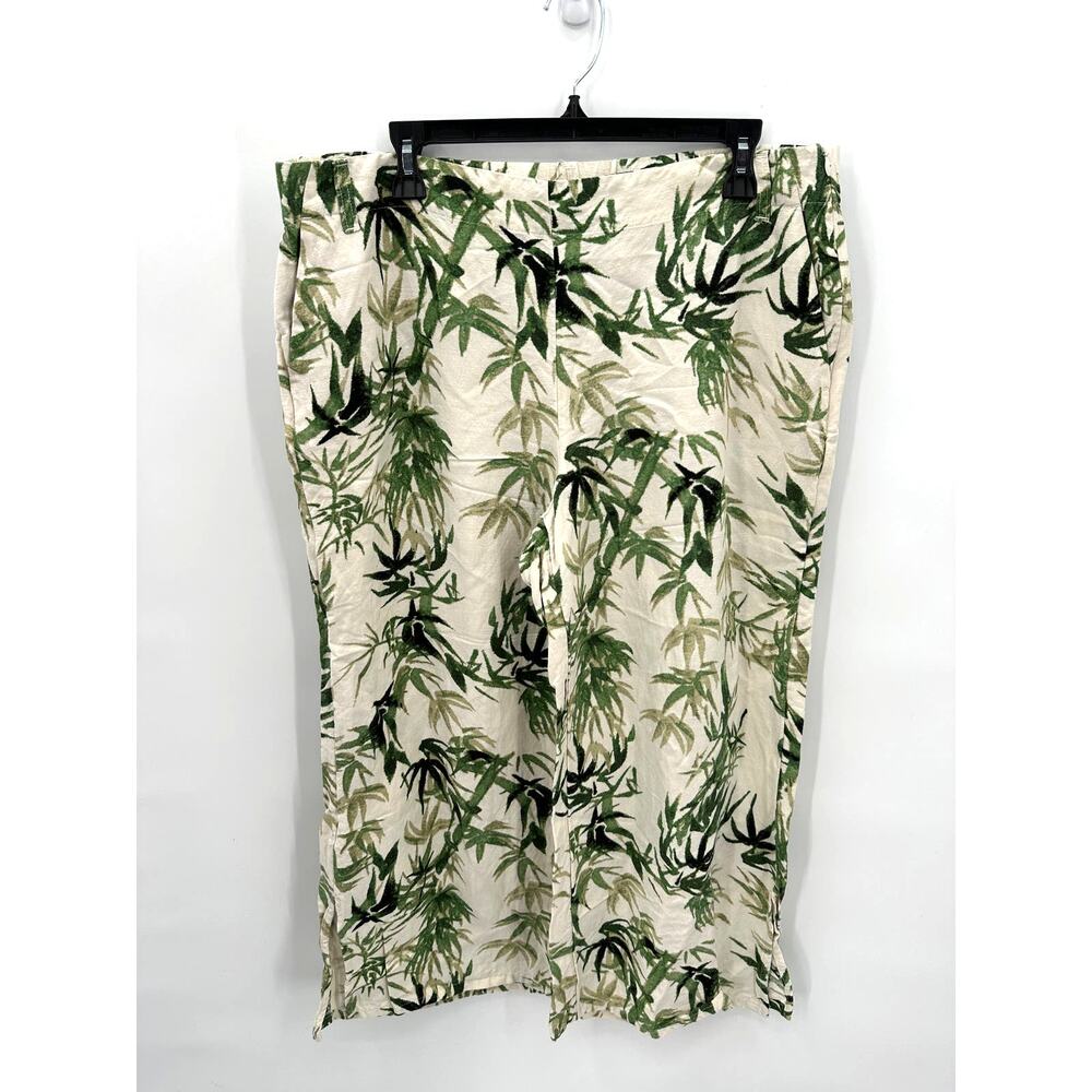 J. JILL Barley Linen Blend Palm Print Wide Leg Culotte Pants // L